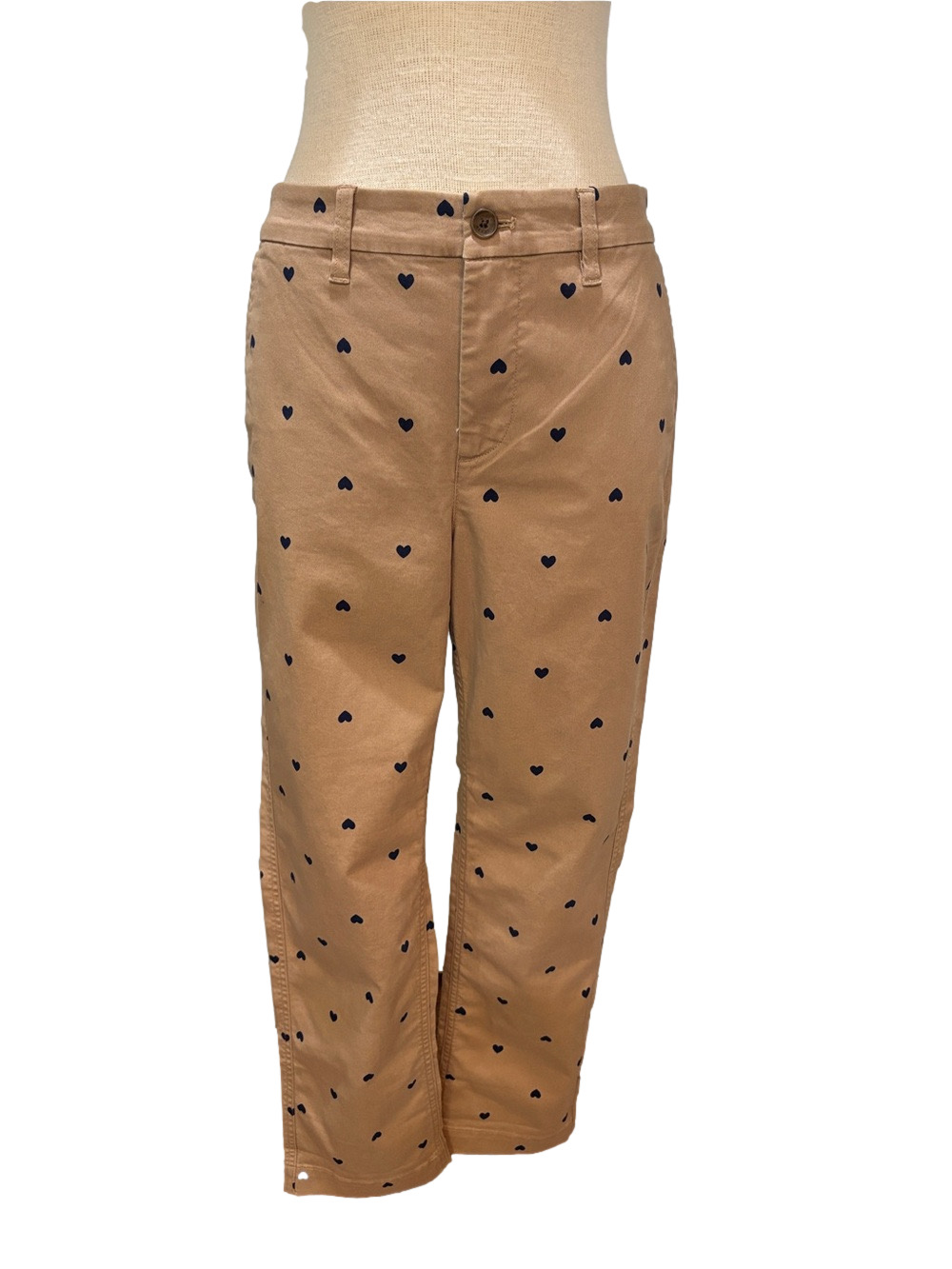 J Crew Factory sz 8 high rise girlfriend khaki chino with blue hearts